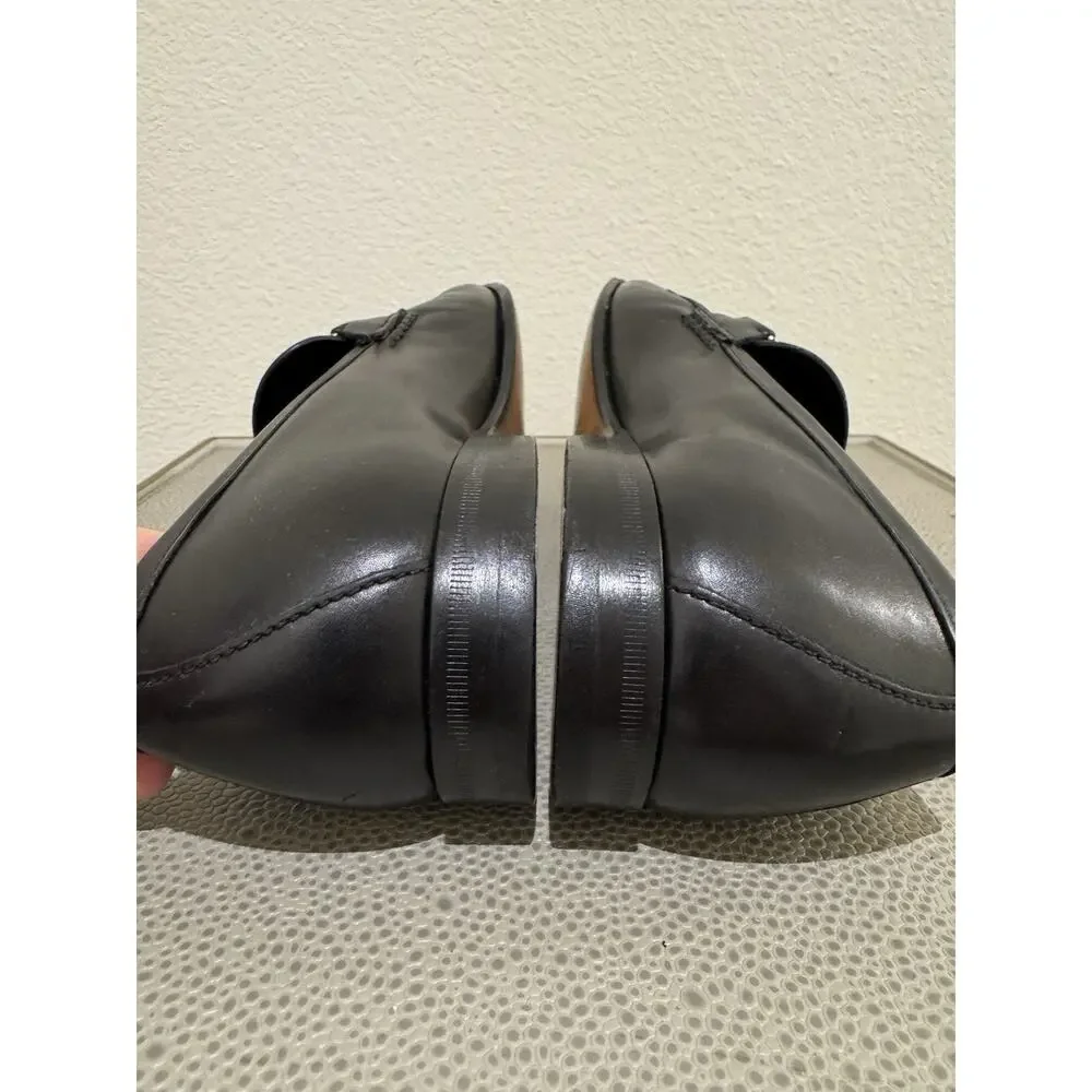 Prada Black Leather Square Toe Horsebit Loafers Prada 7.5 US 8.5